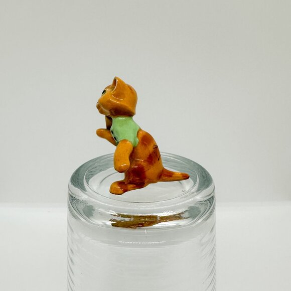 RARE HTF Vintage Early Hagen Renaker Kitten Cat Pie Orange Green Shirt - Picture 3 of 6